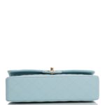 Medium Classic Double Flap Bag Blue Quilted Caviar Light Gold Hardware. - Image 8