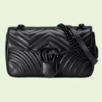 hand small shoulder bag - Black Leather.
