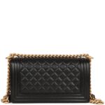 Medium Boy Bag Black Caviar Antique Gold Hardware.