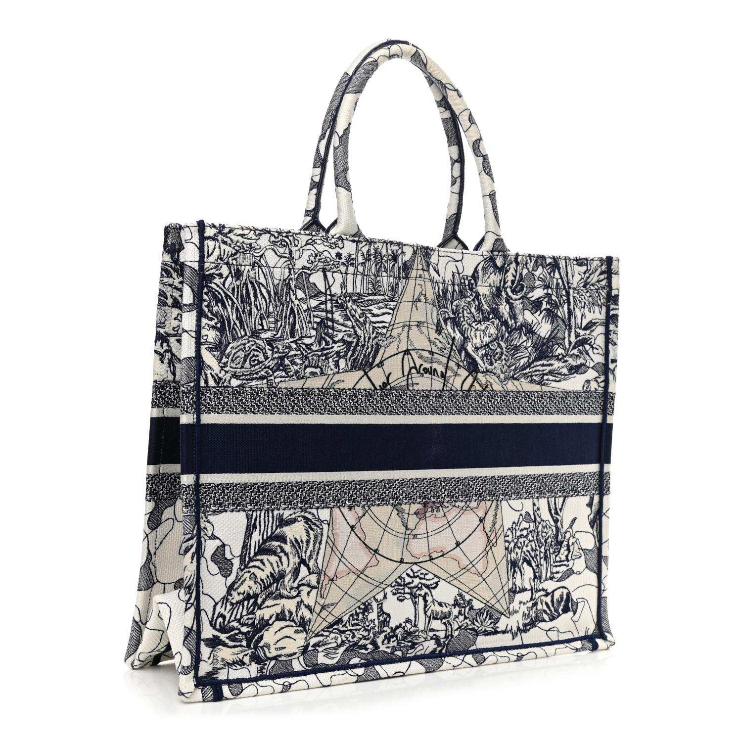 36407A81-5E04-B304-EBDB-4BA131926F02-1 CHRISTIAN DIOR Large Around The World Book Tote Blue. - Image 1