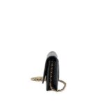 Black Quilted Caviar Wallet on Chain Gold Hardware. - Image 4