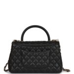 Small Coco Handle Flap Bag Black Caviar Light Gold Hardware. - Image 7