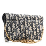 CHRISTIAN DIOR Oblique Saddle Chain Long Wallet Blue. - Image 3