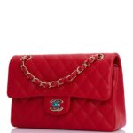 Small Classic Double Flap Red Caviar Light Gold Hardware. - Image 4
