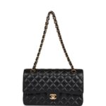 Medium Classic Double Flap Bag Black Caviar Gold Hardware.