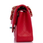 Small Classic Double Flap Red Caviar Light Gold Hardware. - Image 7