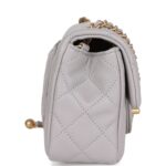Mini Flap Bag Light Grey  Hardware. - Image 5