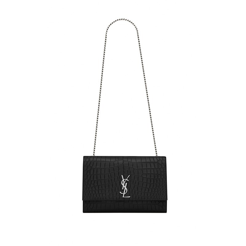 81F6136E-E573-46A6-76A0-CEB08D4A524A-1.jpg Large Kate Bag In Black Crocodile L. - Image 1