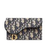 Dior Saddle Flap Compact Zipped Card Holder in Blue.