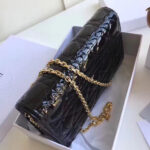 Dior Lady Dior Clutch With Chain In Black Patent.