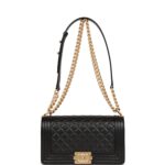 Medium Boy Bag Black Caviar Antique Gold Hardware. - Image 6