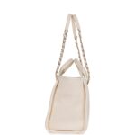 Small Deauville Shopping Bag White Boucle Light Gold Hardware. - Image 5