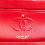 Small Classic Double Flap Red Caviar Light Gold Hardware.