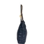 Large 22 Bag Navy Lambskin Antique Gold Hardware.