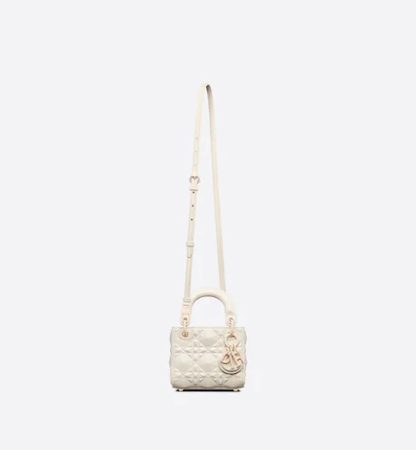 E2ECBBB0-BC92-A473-374A-A44E426F87EE-1 MICRO LADY DIOR BAG Latte with Diamond Motif. - Image 1