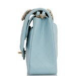 Medium Classic Double Flap Bag Blue Quilted Caviar Light Gold Hardware. - Image 6