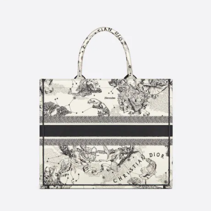 LARGE DIOR BOOK TOTE Latte Toile de  (42 x 35 x 18.5 cm).