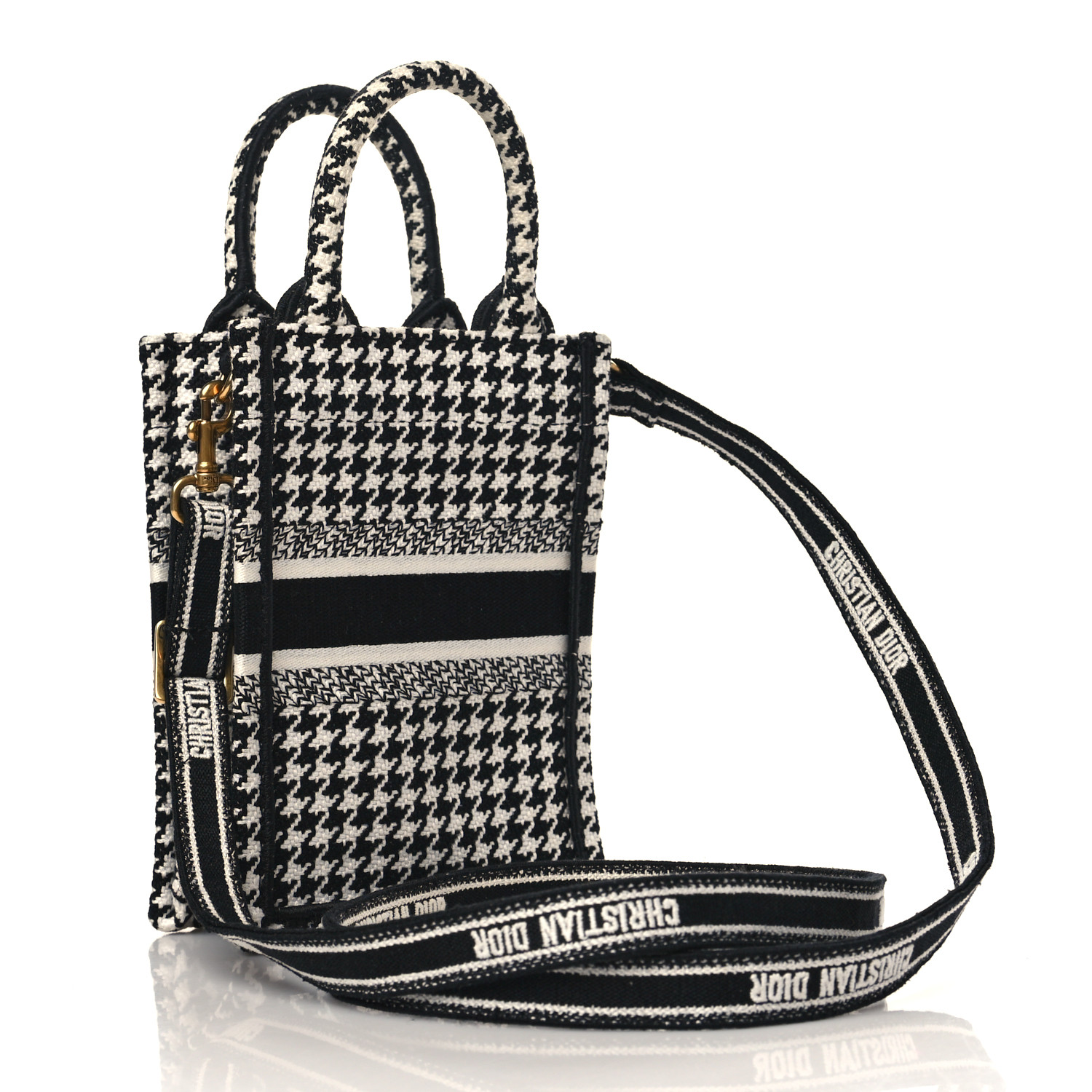 F79ADF53-0FEC-B98F-1A4D-1200D829F41F-1 CHRISTIAN DIOR Mini Book Tote Phone Bag Black White. - Image 1