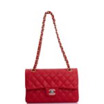 Small Classic Double Flap Red Caviar Light Gold Hardware. - Image 9